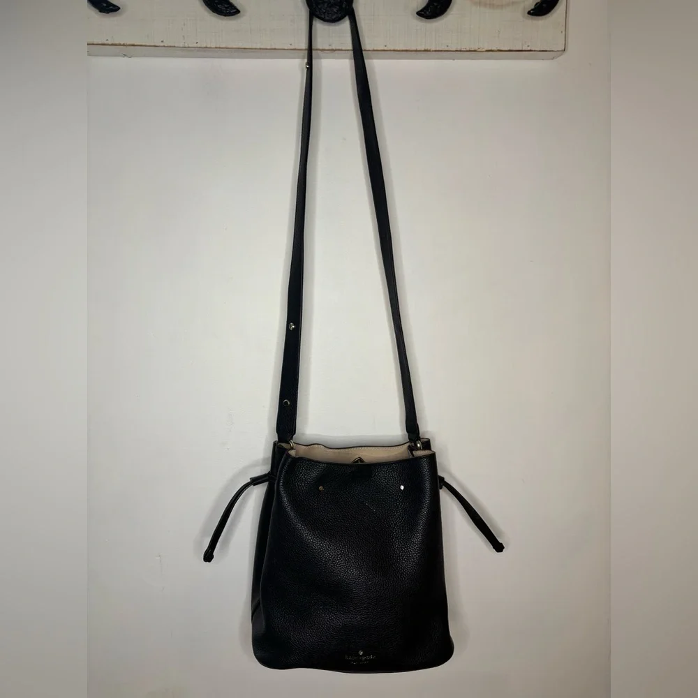 Kate Spade Black Pebble Leather Bucket Bag